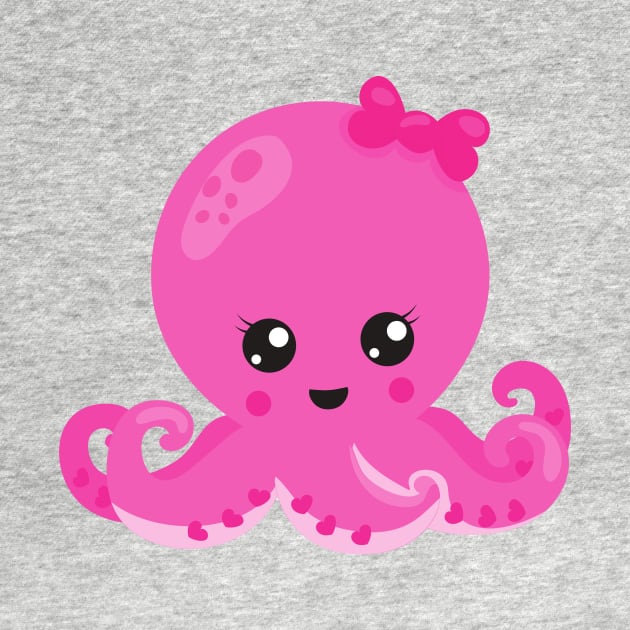 Cute Octopus, Little Octopus, Baby Octopus, Hearts by Jelena Dunčević